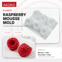 Molde de Silicona para Pastel con Forma de Frambuesa AKOKO, Grado Alimenticio, Antiadherente, Flexible, Ecológico, Solo Lavado a Mano, Herramientas para Pastel de Mousse
