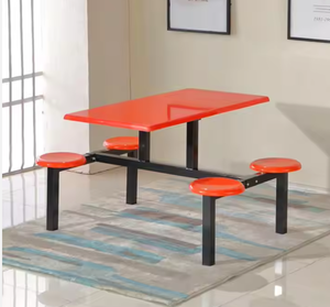 Ensemble de table et de chaises de cantine en métal bleu moderne et durable pour 4/6/8 personnes, tables et chaises de salle à manger pour écoles - Product Image 5