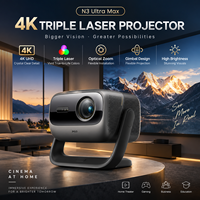 Projecteur laser triple 4K JMGO N3 Ultra Max 4600 Lumens avec zoom optique, cardan intelligent et rapport de projection 0.88-1.2:1 pour home cinéma