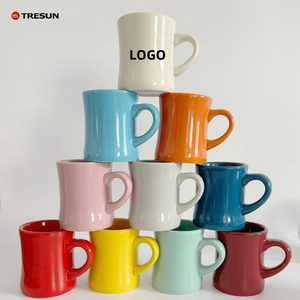 Taza de comedor retro de cerámica con logotipo personalizado Taza de comedor gruesa de café de peso pesado de estilo Retro Vintage clásico - Product Image 2