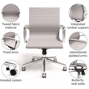 Alera Siskin Chaise de bureau moderne en tissu, style lift, avec hauteur d'assise réglable, supporte 275 lb, matériau en mousse grise - Product Image 3