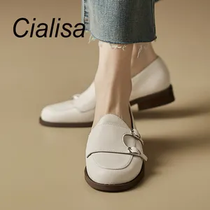 Cialisa 2023女式适合连衣裙平底鞋透气全真皮休闲平底鞋女鞋女鞋