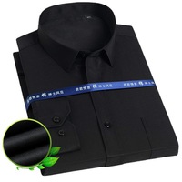 Kemeja Kerja Formal Lengan Panjang Ukuran Besar Menlong No-Iron Musim Gugur, 100% Katun Anti-Pilling, Ukuran Plus