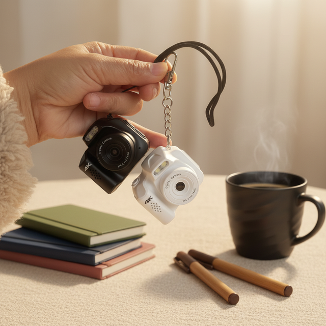 Built-in LED Fill Light 4K Mini Kid Camera Toy Retro Digital Camera for Travel Pocket Video Recorder With Strap Keychain
