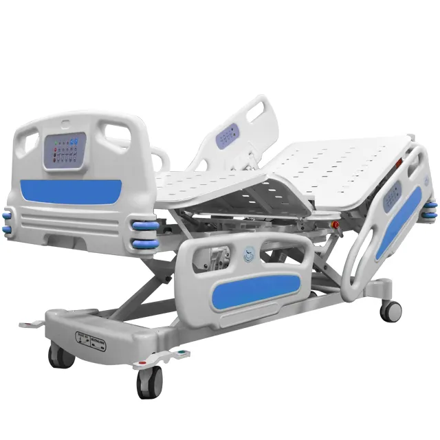 Ruedas portátiles plegables de Metal para cama de Hospital, muebles médicos ajustables para pacientes de enfermería, 5 funciones