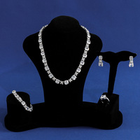 Parure de bijoux de luxe en laiton doré et zircon, collier, boucles d'oreilles, bracelet et bague, style royal américain, pour fiançailles, anniversaire et mariage