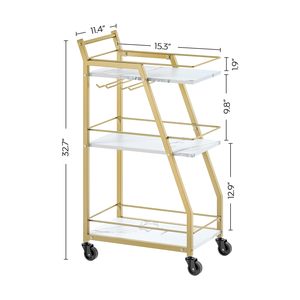 Chariot de service moderne SENYU en or avec dessus en marbre, chariot roulant à 3 niveaux pour la cuisine, la salle à manger, l'organisation et le rangement - Product Image 5
