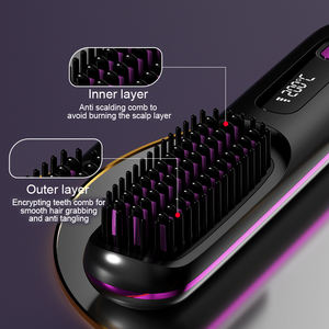 Peine alisador de pelo inalámbrico Calefacción de cerámica peine recto de iones negativos cepillo alisador de pelo tipo C recargable portátil - Product Image 4