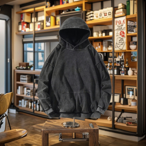 Prodotti su misura da <span class=keywords><strong>uomo</strong></span> oversize in cotone Vintage Casual alla moda con cappuccio Basic Pullover retrò Streetwear - Product Image 1