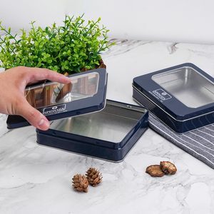 Bán buôn mẫu miễn phí tùy chỉnh kim loại hộp thiếc với cửa sổ rõ ràng trong suốt cho Cookie kẹo lưu trữ Quà Tặng - Product Image 5