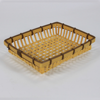 Panier de rangement rond multifonction en plastique tissé à la main, écologique, pour fruits, légumes, collations, pain, emballé en cartons