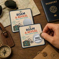 Cartes à gratter personnalisées de qualité supérieure avec motifs de logo sur mesure, thème voyage, couleur originale, impression CMYK, design personnalisé