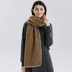 وشاح نسائي كوري الطراز للمحجبات، مربع الشكل بحواف مغلقة، لون موحد، من الكشمير والصوف، مقاوم للرياح، سميك ودافئ للخريف والشتاء - Product Image 4