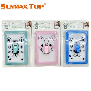 SUNMAX Animal Face Wall Switch Cover <b>Night</b> <b>Light</b> Battery Operated <b>LED</b> for Wardrobe Kids Room - Product Image 5