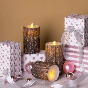 Luz de vela Led de corteza de pino con llama móvil parpadeante a batería 3PK con Control remoto de 10 teclas para dormitorio de fiesta de Navidad - Product Image 1