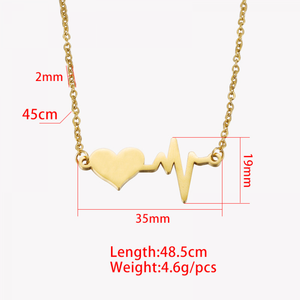 Coppia di moda di san valentino gioielli regalo ECG amore ciondolo cuore inciso collane per donna - Product Image 4
