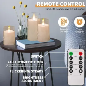 Flameless LED with String Battery Operated Flickering Pillar Candle <b>Light</b> with Remote and <b>Timer</b> Home Decor - Product Image 6