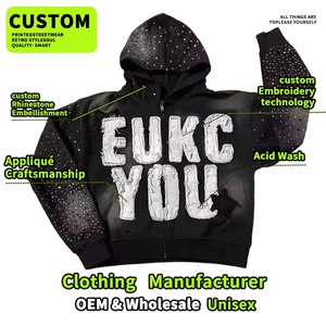 Muestras Gratis de Ropa Personalizada, Sudaderas con Capucha de Estilo Urbano, Bordados Desgastados, Parches, Talla Grande, Efecto Deslavado al Sol, Lavado Ácido, Vintage, con Cierre - Product Image 2