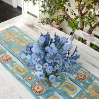 EG-ALR-BL03 2026 Fleurs artificielles en soie douce au toucher réel, style ciel et mer estival, pour allée de mariage, Hortensia bleu
