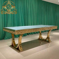 Table de salle à manger moderne et élégante avec cadre en métal et dessus en verre, ensemble de 8 à 10 chaises