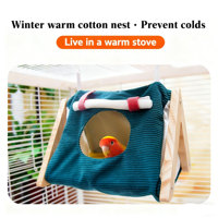 Klassisches Niedliches Warmes Holz-Dreieck Winter-Haustier-Zelt mit Abnehmbarem Waschbarem Kristallfleece für Vögel & Kleintiere
