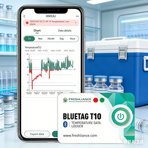 Freshliance <span class=keywords><strong>BlueTag</strong></span> T10, Registrador de Datos de Temperatura Inalámbrico Bluetooth - Product Image 1