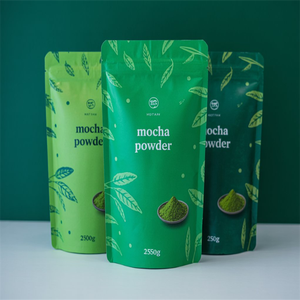 Feuille d'aluminium imprimée sur mesure de qualité alimentaire Finition mate 50g 100g Poudre de matcha Sac pochette debout avec fermeture éclair Sac en mylar - Product Image 5