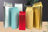Sacs d'emballage pour café personnalisés, auto-scellants, en aluminium, en PET mat enduit d'aluminium, à huit côtés, thermoscellables, avec valve à air, qualité alimentaire