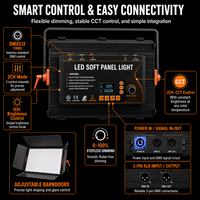 Panneau lumineux LED à puissance constante 130W CRI97 TLCI97 DMX512 sans scintillement, lumière douce de studio pour la photographie vidéo et la prise de vue TV