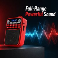 Radio FM Digital Transistor Mini Portabel dengan Layar, Senter, Baterai Isi Ulang 1500mAh, Suara Keras, Konstruksi Plastik untuk Luar Ruangan