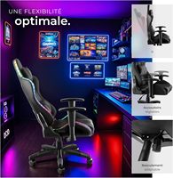 Chaise de bureau gamer ergonomique 2D avec éclairage LED, pivotante, personnalisable, noire, nouvelle, avec LED bleues, la moins chère et de qualité supérieure