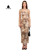 Ensembles de vêtements de luxe pour femmes grande taille personnalisés, débardeur et jupes à paillettes imprimé, 2 pièces, ensembles pour soirée