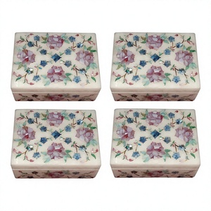 Boîte en marbre incrustée de produits de qualité supérieure avec matériau en nacre pour l'article d'emballage de boîte de rangement de bijoux - Product Image 1