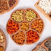 Plateau en bois rond de 30 cm à 7 compartiments pour servir les aliments secs, idéal pour les noix et les collations – Prix d'usine, vente en gros, personnalisable