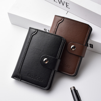 Desain Jahitan Vintage Terbaru Gaya Vertikal Kulit PU Lembut Mini Pendek Tahan Air untuk Kartu Kredit, Kartu ID, dan Dompet Pria