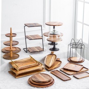 <span class=keywords><strong>Plateau</strong></span> à gâteau en bois d'acacia pour mariage et anniversaire, décoration de table, <span class=keywords><strong>plateau</strong></span> japonais sur pied, ornements, support à fruits et desserts - Product Image 4