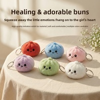 Nouveau jouet en peluche 3D anti-stress écologique, adorable porte-clés souple en forme de pain vapeur en fibre de polyester pour la réduction de la tension