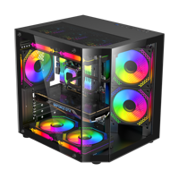 AntarcChill New Design Vertical Tempered Glass Pc Case Black CPU Gamer Tower Cabinet Chassis for Gaming Computer