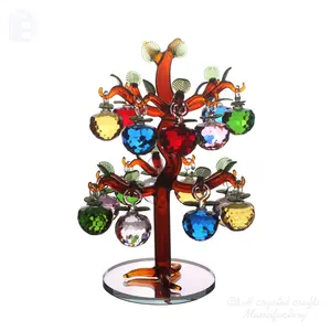 Lower MOQ 16 colorful glass apples Religious Crystal apple tree for home decor desktop table centerpieces