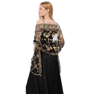 Nuovi scialli <span class=keywords><strong>da</strong></span> sposa <span class=keywords><strong>da</strong></span> donna eleganti abiti <span class=keywords><strong>da</strong></span> <span class=keywords><strong>sera</strong></span> con motivo a fiori foulard copricapo <span class=keywords><strong>da</strong></span> spiaggia sciarpe caftano <span class=keywords><strong>da</strong></span> 190*60CM con paillettes - Product Image 4