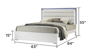 Modern Style 5 Pc Queen Bedroom Set with <b>Convertible</b> LED Headboard Made with Wood in White for Hotel Use - Product Image 2