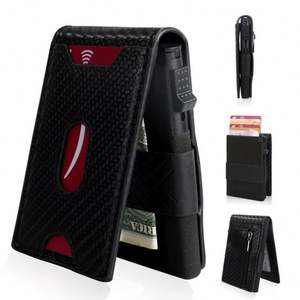 2024 New Intelligent Men's Ultra-Thin <b>Metal</b> Leather <b>Wallet</b> Pop-Up RFID Card Holder with Elastic Band and Airtag for <b>Wallet</b> - Product Image 1