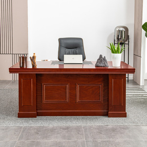 New Chinese Style Office Boss <strong>Desk</strong> Manager <strong>Table</strong> <strong>with</strong> <strong>Side</strong> Cabinet Chair Lock Solid Wood Stainless Steel for Middle Class Office - Product Image 1