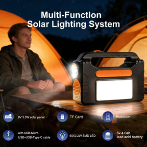 Sistema de Iluminación Solar Multifuncional con Altavoz Bluetooth, Lámpara Solar LED Portátil de Mano para Emergencias, para Acampar y Uso en Exteriores - Product Image 2