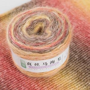 Fil arc-en-ciel dégradé pour tricoter à la main Crochet 55% vraie soie <span class=keywords><strong>Mohair</strong></span> 25% <span class=keywords><strong>laine</strong></span> mercerisée 20% boule teintée en mélange de fibres de polyester - Product Image 3