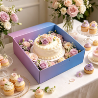 Caja Plegable para Postres en Tonos Pastel Degradados, Caja de Cartón Blanca Cuadrada para Pastelería, Macarons, Regalos y Comida para Llevar