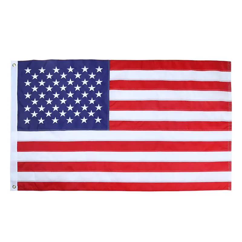 Ricamo stampato personalizzato outdoor 3 x5ft 200d 300d oxford banner in tessuto di poliestere bandiera USA bandiera americana impermeabile