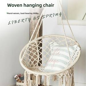 Silla Colgante Tejida a Mano con Borlas Estilo Nórdico, Hamaca de Cuerda de Algodón para Exteriores, <span class=keywords><strong>Cuna</strong></span> para Balcón, Venta Directa de Fábrica - Product Image 5