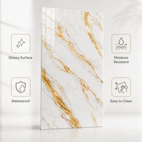 Panneau mural en PVC UV fin effet marbre avec finition dorée pour revêtement mural – Vente en gros