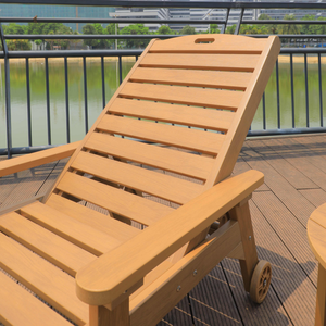 Moderne Outdoor-Schwimmbad-Lounge Sonnenliege Gartenmöbel Strand HDPE Kunststoff-Holz Sonnenliege Stühle mit Rädern - Product Image 6